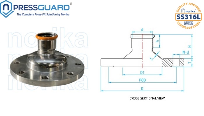 Stainless Steel 316L Press Fit  Flange Reduce Socket